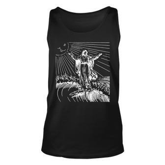 Surfing Jesus Cool Christian Surf Vintage Tank Top | Mazezy
