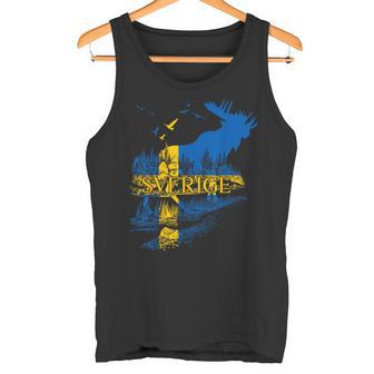 Sweden Flag Sverige Flag Elk Sweden Tank Top - Seseable