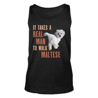It Takes A Real Man To Walk A Maltese Dog Lover T Tank Top | Mazezy