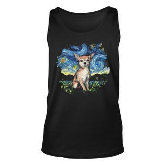 Tan Chihuahua Starry Night Impressionist Dog Art By Aja Tank Top | Mazezy