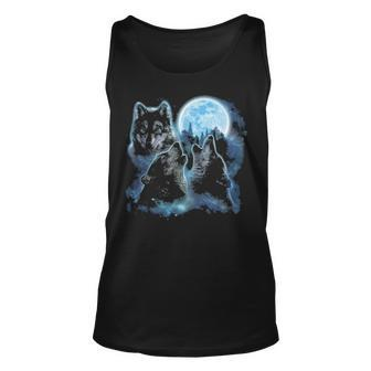Three Wolves Howling And Moon Wolf Tank Top | Mazezy