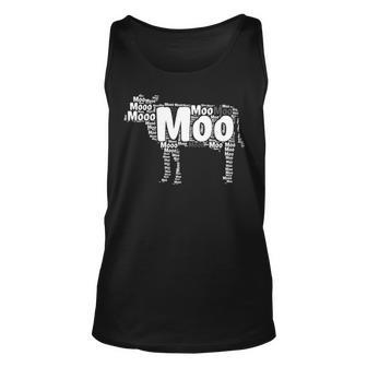 Typography Word Art Cow Tank Top | Mazezy