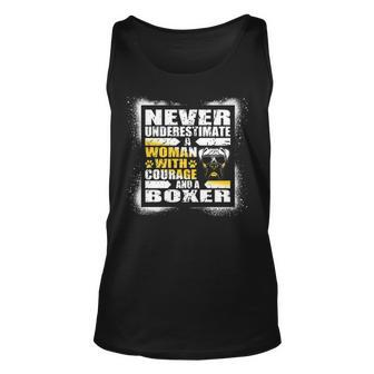 Never Underestimate Woman Courage And A Boxer Dog Tank Top | Mazezy