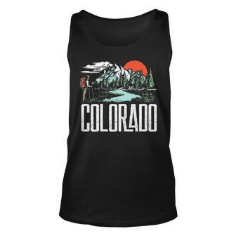 Vintage Colorado Hiking Retro Mountain Backpacker Graphic Pullover Tank Top | Mazezy