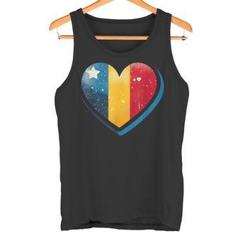 Vintage Rumänische Banner Fan Rumänien Flagge Herz Retro Kunst Tank Top - Geschenkecke