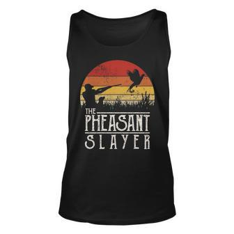 Vintage Sunset Retro Style Pheasant Hunting Pheasant Slayer Tank Top | Mazezy AU
