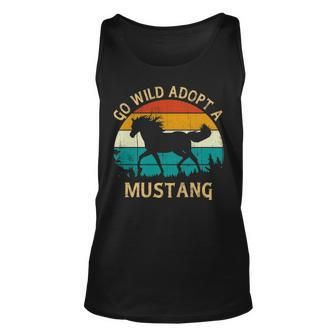 Vintage Sunset Wild Mustang Horse Go Wild Adopt A Mustang Tank Top | Mazezy