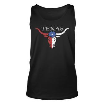 Vintage Texas Longhorn Bull Flag Icon Tank Top | Mazezy