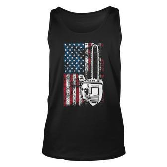 Vintage Us Flag Chainsaw Cute Woodworker Logger Tank Top | Mazezy