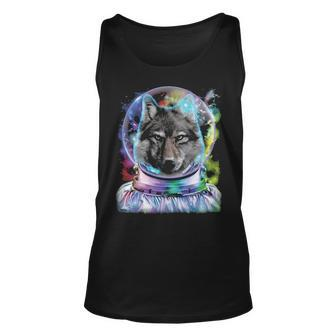 Wolf As Astronaut Exploring Galaxy Space Tank Top | Mazezy