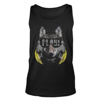 Wolf As Dj In Sunglass And Headphone Tank Top | Mazezy
