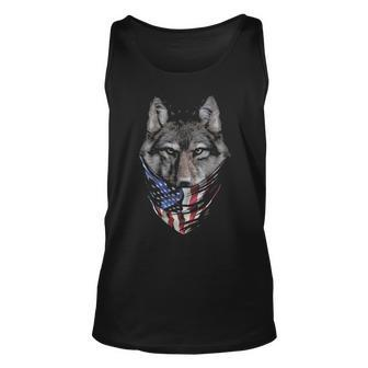 Wolf In Flag Of Usa Bandana Tank Top | Mazezy