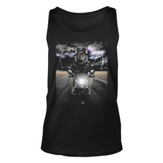 Wolf Motorcycle Cruise Down Highway Tank Top | Mazezy