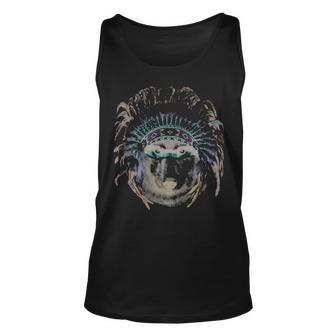 Wolf In Native Indian Headdress Tank Top | Mazezy
