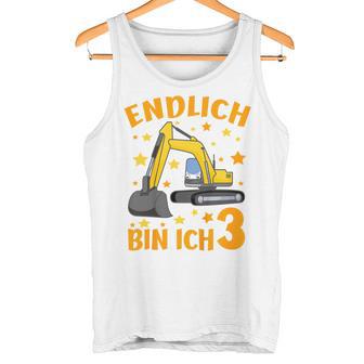 Children's Endlich Bin Ich 3 Jahre Dritter Birthday Digger Construction Site 80 Tank Top - Geschenkecke