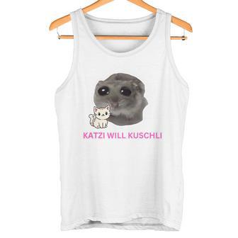 Katzi Will Kuschli Sad Hamster Meme  Tank Top - Seseable