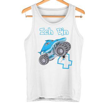 Kinder 4 Jahre Monster Truck Haifisch Geburtstag Junge Tank Top - Seseable