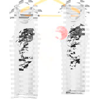 Negro Dragón Japonés Arte Estético Rojo Japón Luna Puesta De Camiseta sin mangas - Regaloses
