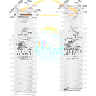 Palmeras Retro Santa Cruz Beach California Sun Sand Surf Sin Mangas Camiseta sin mangas - Regaloses