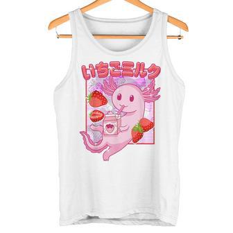 Retro Strawberry Milk Anime Kawaii Axolotl Strawberry Milk Pink Tank Top - Geschenkecke