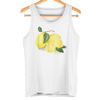 Watercolour Picture On Lemon Tank Top - Seseable