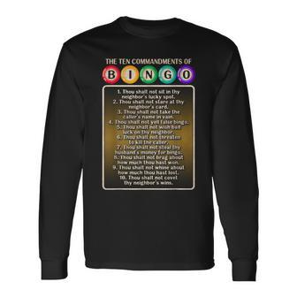 10 Commandments Of Bingo Bingo Player Long Sleeve T-Shirt - Thegiftio UK