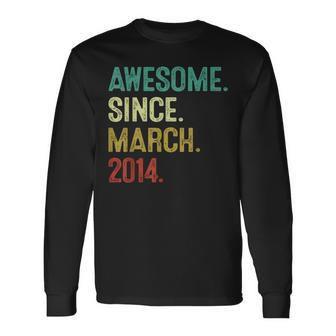 10 Year Old Awesome Since March 2014 10Th Birthday Long Sleeve T-Shirt | Mazezy