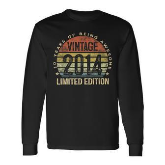 10 Year Old Vintage 2014 Limited Edition 10Th Birthday Long Sleeve T-Shirt - Seseable