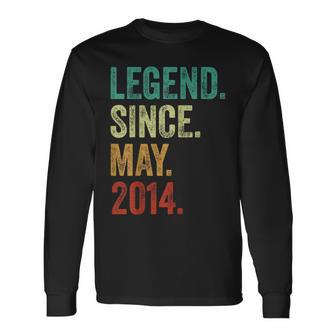 10 Years Old Legend Since May 2014 10Th Birthday Long Sleeve T-Shirt - Seseable
