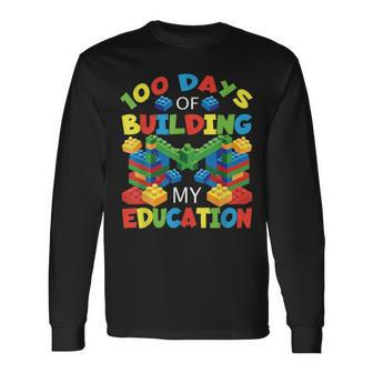 100 Days Of Building My Education Construction Block Long Sleeve T-Shirt | Mazezy