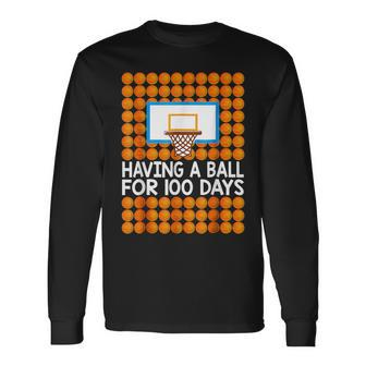 100 Days Of School Basketball 100Th Day Balls For Boys Long Sleeve T-Shirt | Mazezy