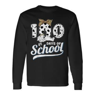 100 Days Of School Dalmatian Dog Boys Girls 100 Days Smarter Long Sleeve T-Shirt - Monsterry DE