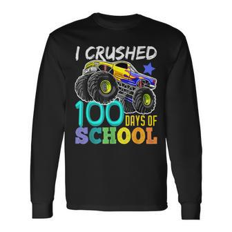 100 Days Of School Monster Truck 100Th Days Of School Boys Long Sleeve T-Shirt - Monsterry CA
