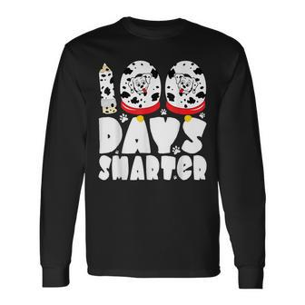 100 Days Smarter Dalmatian Dog 100 Days Of School Boys Girls Long Sleeve T-Shirt - Thegiftio UK