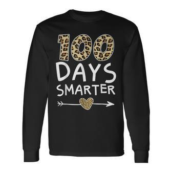 100 Days Smarter Leopard 100Th Day Of School Boys Girls Long Sleeve T-Shirt - Monsterry DE