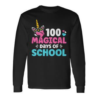 100Th Day Of Kindergarten For Girls 100 Magical Days Unicorn Long Sleeve T-Shirt | Mazezy