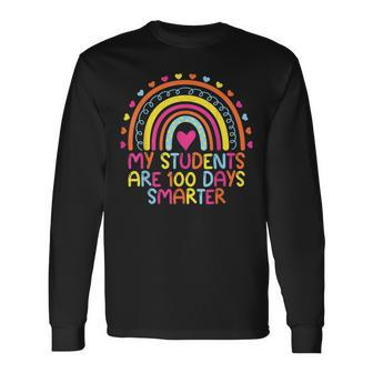 100Th Day Of School My Students Are 100 Days Smarter Teacher Long Sleeve T-Shirt - Thegiftio UK