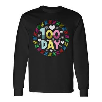 100Th Days Counting Tally Marks Happy 100Th Day Of School Long Sleeve T-Shirt - Monsterry UK