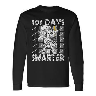 101 Days Of School Dalmatian Dog 100 Days Smarter Teacher Long Sleeve T-Shirt - Thegiftio UK