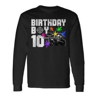 10Th Birthday Paintball Outdoor Sport 10 Year Old Long Sleeve T-Shirt - Seseable