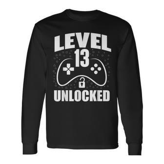 13Th Birthday Gaming Gamer 13 Years Old Bday Long Sleeve T-Shirt | Mazezy