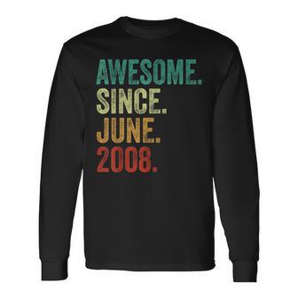 16 Years Old Awesome Since June 2008 16Th Birthday Long Sleeve T-Shirt - Monsterry DE