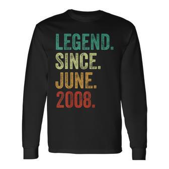 16 Years Old Legend Since June 2008 16Th Birthday Long Sleeve T-Shirt - Seseable