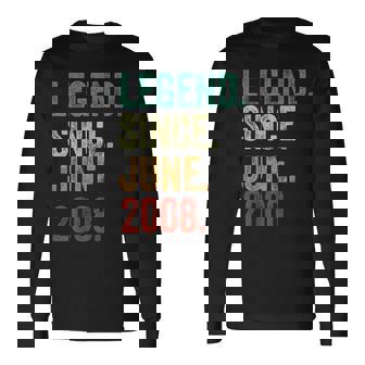 16 Years Old Legend Since June 2008 16Th Birthday Long Sleeve T-Shirt - Seseable