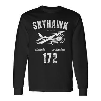 172 Skyhawk Airplane Classic Vintage Aviation Private Pilot Long Sleeve T-Shirt - Monsterry DE