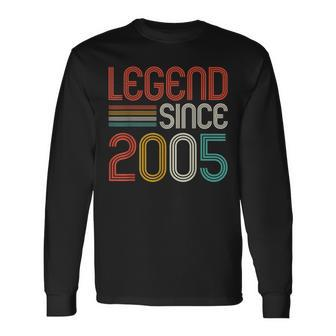 18Th Birthday Legend Since 2005 18 Years Old Vintage Long Sleeve T-Shirt - Monsterry UK