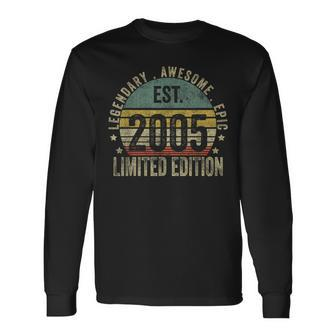 18Th Birthday Vintage 18 Year Old Est 2005 Limited Edition Long Sleeve T-Shirt - Monsterry