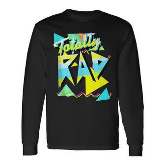 1980'S Totally Rad 80S Casual Hipster V1012 Aqua-Lemon-Ice Long Sleeve T-Shirt - Monsterry