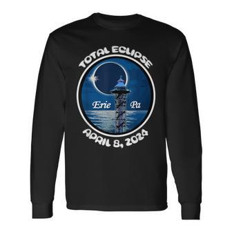 2024 Eclipse Erie Pa Tower Lake Ere April Path Of Totality Long Sleeve T-Shirt - Monsterry DE