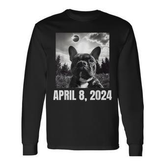 2024 Solar Eclipse French Bulldog Selfie Long Sleeve T-Shirt - Monsterry UK